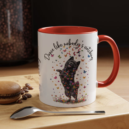 Schipperke "Dance like nobody's watching" personalized colourful Mugs, 11oz