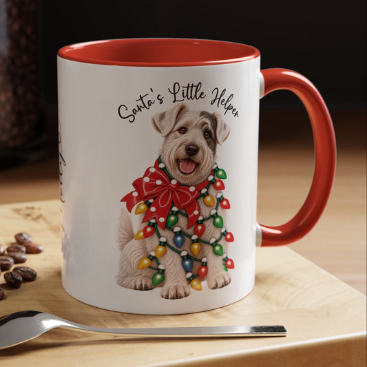 Sealyham Terrier, Santa's little helper, personalised accent colour 11oz mug