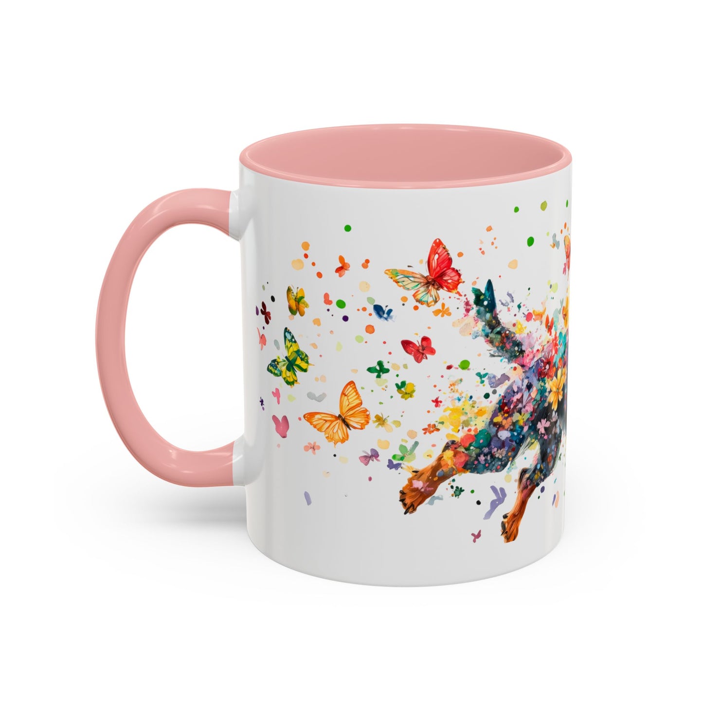 Dachshund Black, running personalized colourful Mugs, 11oz