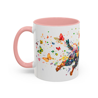 Dachshund Black, running personalized colourful Mugs, 11oz