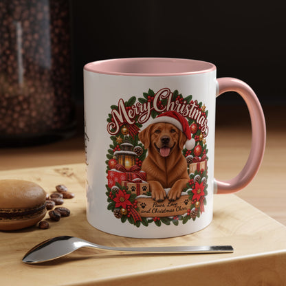 Labrador #4 Merry Christmas, personalised accent colour 11oz mug