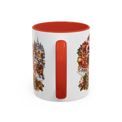 Santa's Frenchies, personalised accent colour 11oz mug