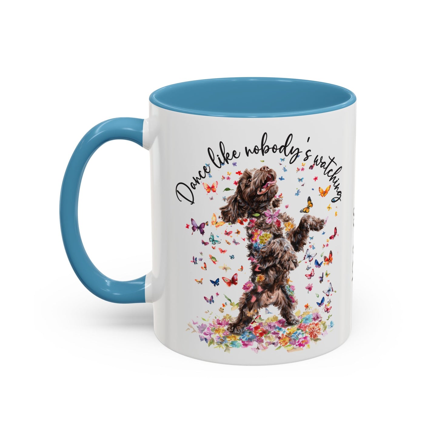 Cockapoo/Cavapoo "Dance like nobody's watching" personalized colourful Mugs, 11oz