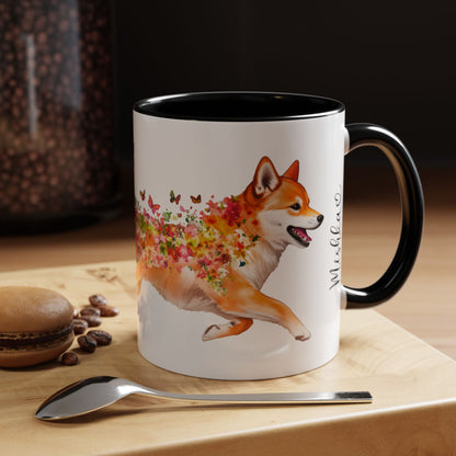 Shiba Inu Personalized Colorful Accent Mugs, 11oz