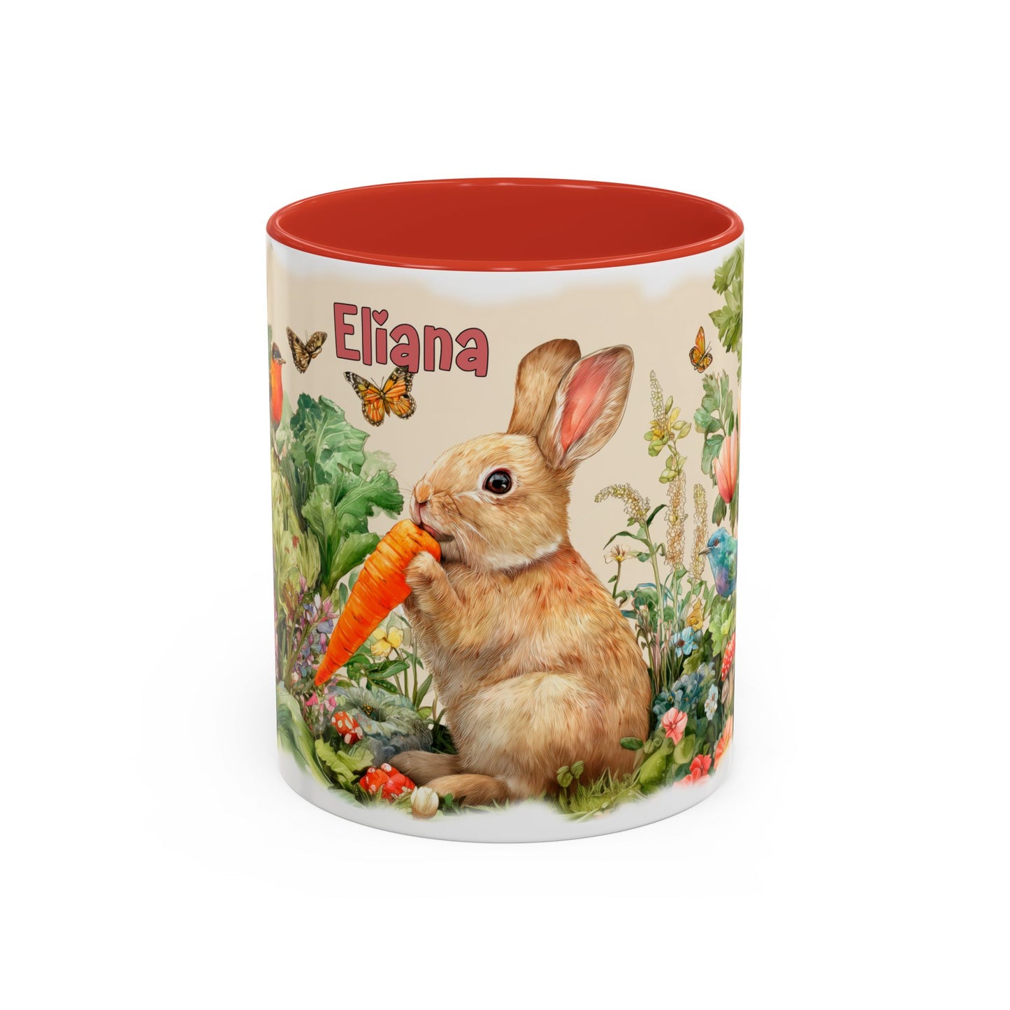 Country Rabbit Personalized Accent Mugs, 11oz