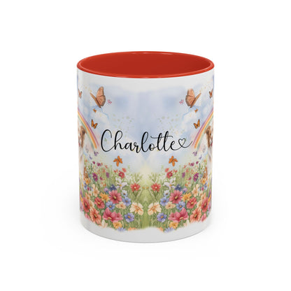 Border Collie, Red Merle Rainbow Personalized Accent Mugs, 11oz