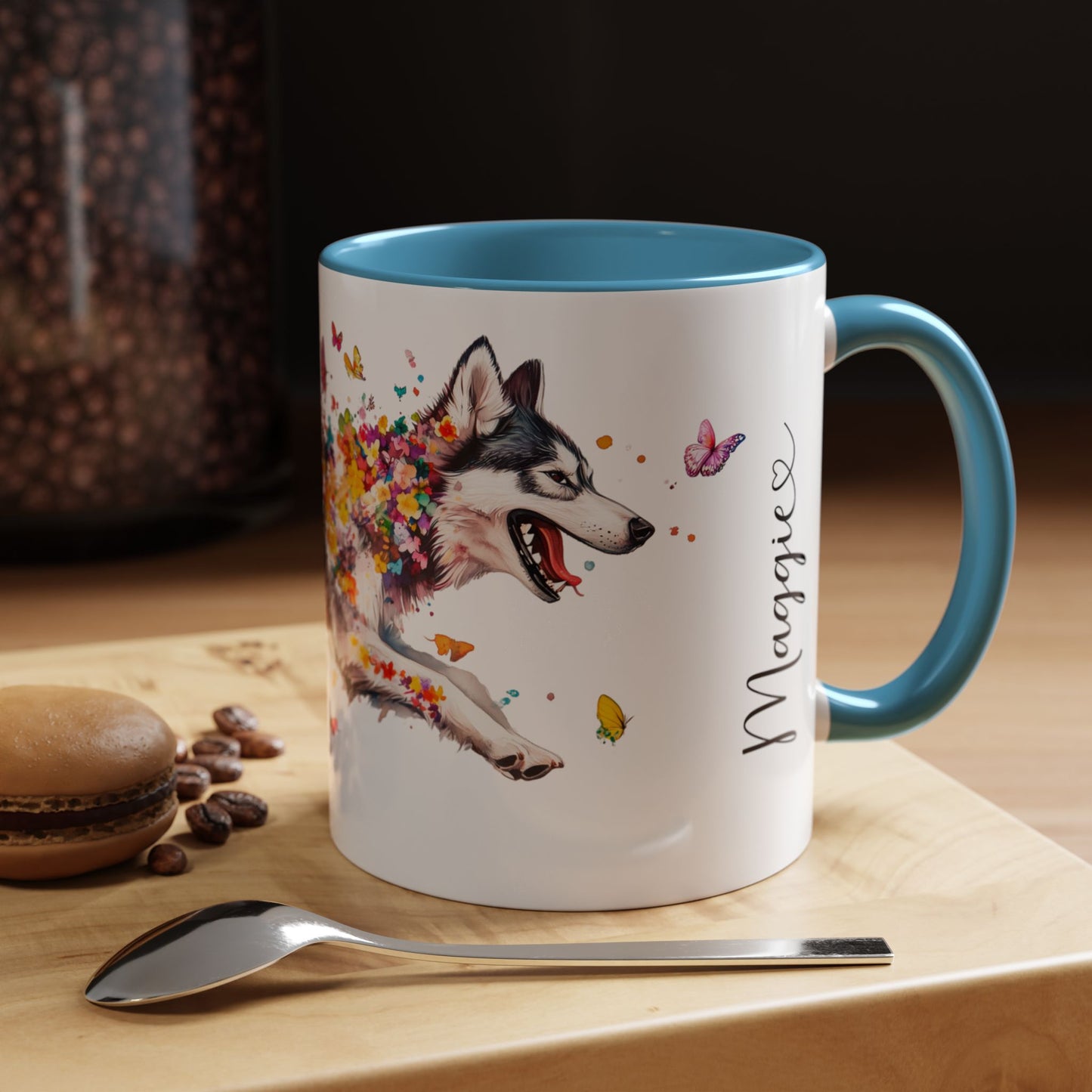 Malamute Personalized Colorful Accent Mugs, 11oz