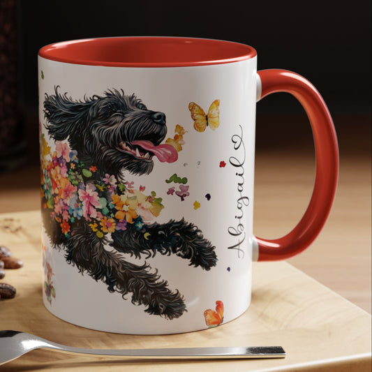 Portugese Water Dog Personalized Accent Mugs, 11oz