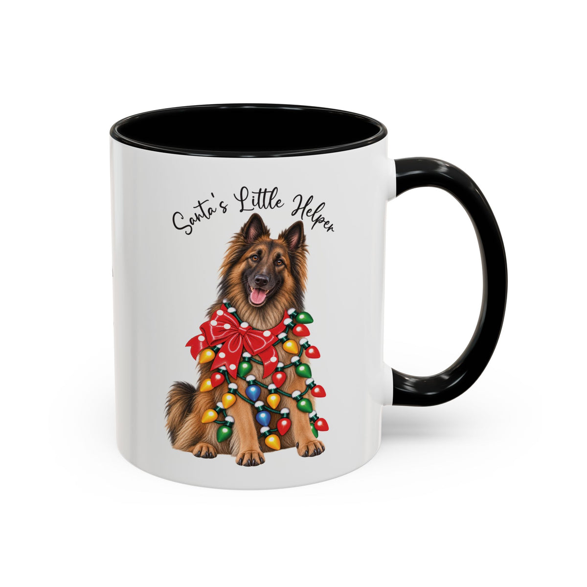 Belgian Tervuren, Santa's little helper, personalised accent colour 11oz mug