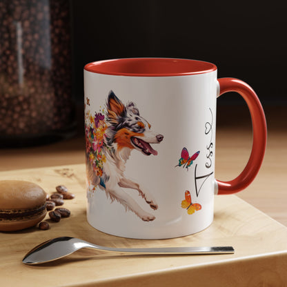 Border Collie (Australian Collie) Blue Merle, Personalized Accent Mugs, 11oz