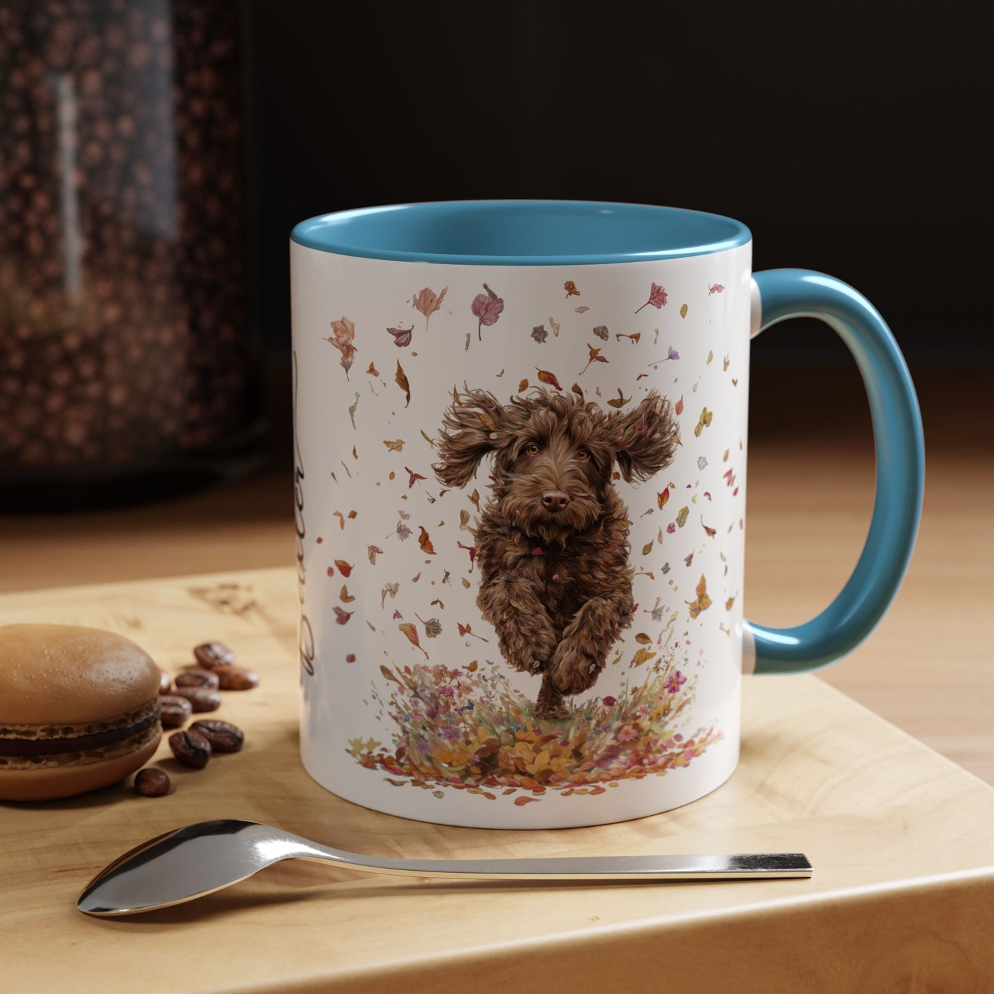 Labradoodle #5 Autumn/Fall, Personalized Accent Mugs, 11oz
