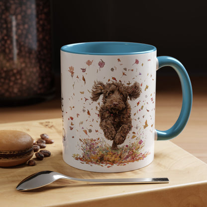 Labradoodle #5 Autumn/Fall, Personalized Accent Mugs, 11oz