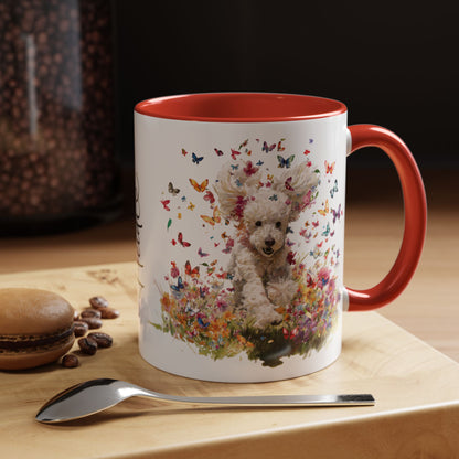 Poodle Butterfly Personalized Accent Mugs, 11oz