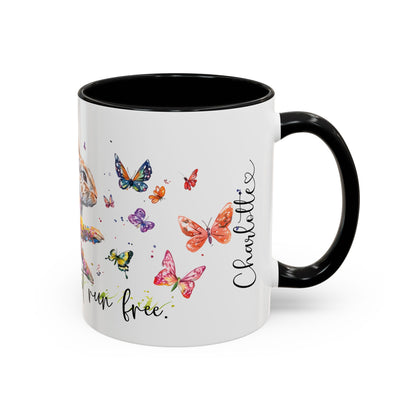 Rabbit "Let your spirit run free" Personalized Accent Mugs, 11oz