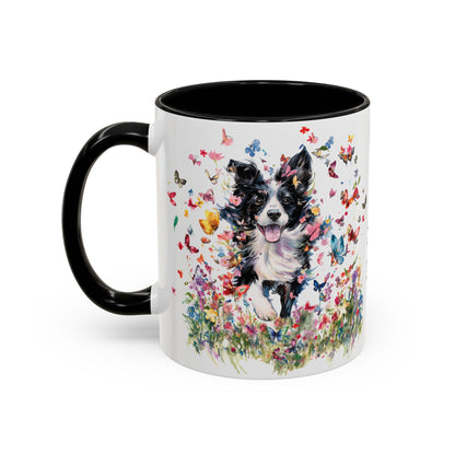 Border Collie #4 Personalized Accent Mugs, 11oz