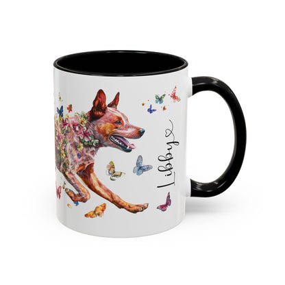 Red Heeler (Cattle dog) Personalized Accent Mugs, 11oz