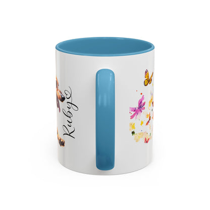 Dachshund Tan, running personalized colourful Mugs, 11oz