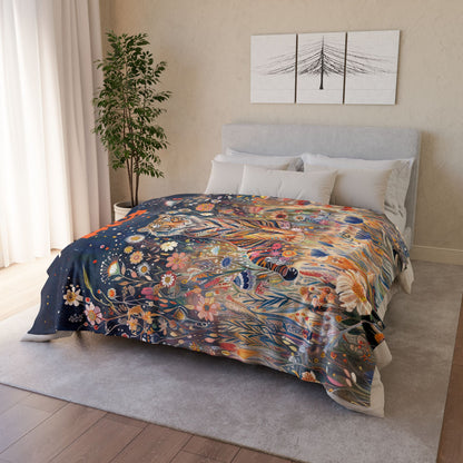 Tiger Starry Night, Personalised Soft Polyester Blanket