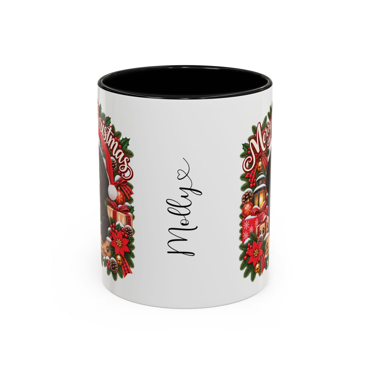 Cavapoo, Cavoodle, Cockapoo Merry Christmas, personalised accent colour 11oz mug