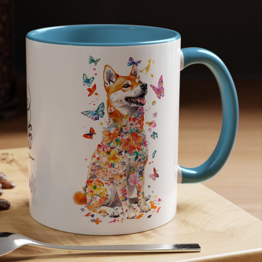 Shiba Inu Personalized Colorful Accent Mugs, 11oz