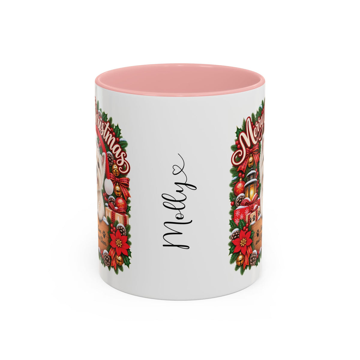 Maltese #2 Merry Christmas, personalised accent colour 11oz mug