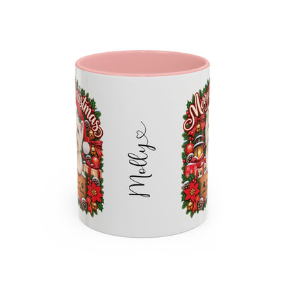 Maltese #2 Merry Christmas, personalised accent colour 11oz mug
