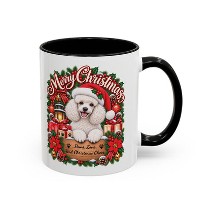 Poodle #4 Merry Christmas, personalised accent colour 11oz mug