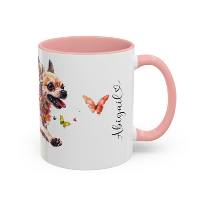 Chihuahua White Personalized Accent Mugs, 11oz