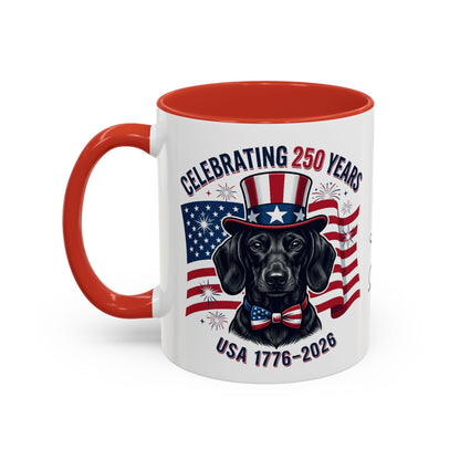 Dachshund #1 - 250th Celebration Personalised  Accent Mugs, 11oz & 15oz