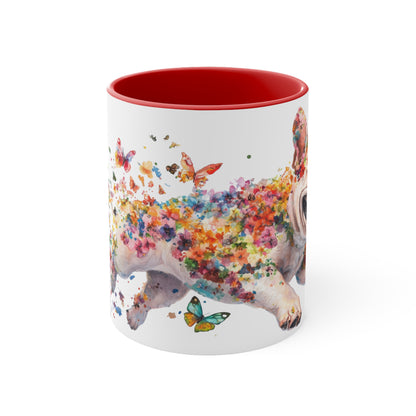 French Bulldog running personalized colourful Mugs, 11oz