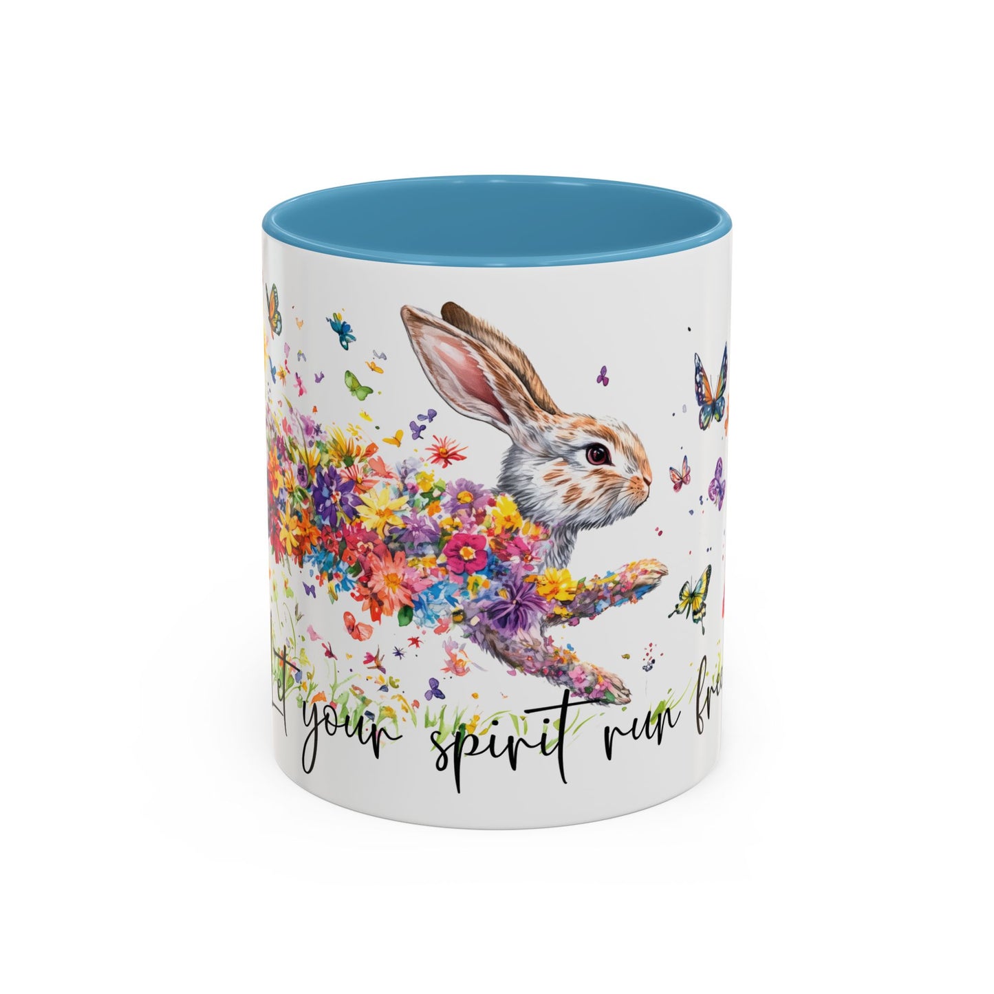 Rabbit "Let your spirit run free" Personalized Accent Mugs, 11oz