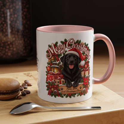 Labrador #4 Merry Christmas, personalised accent colour 11oz mug