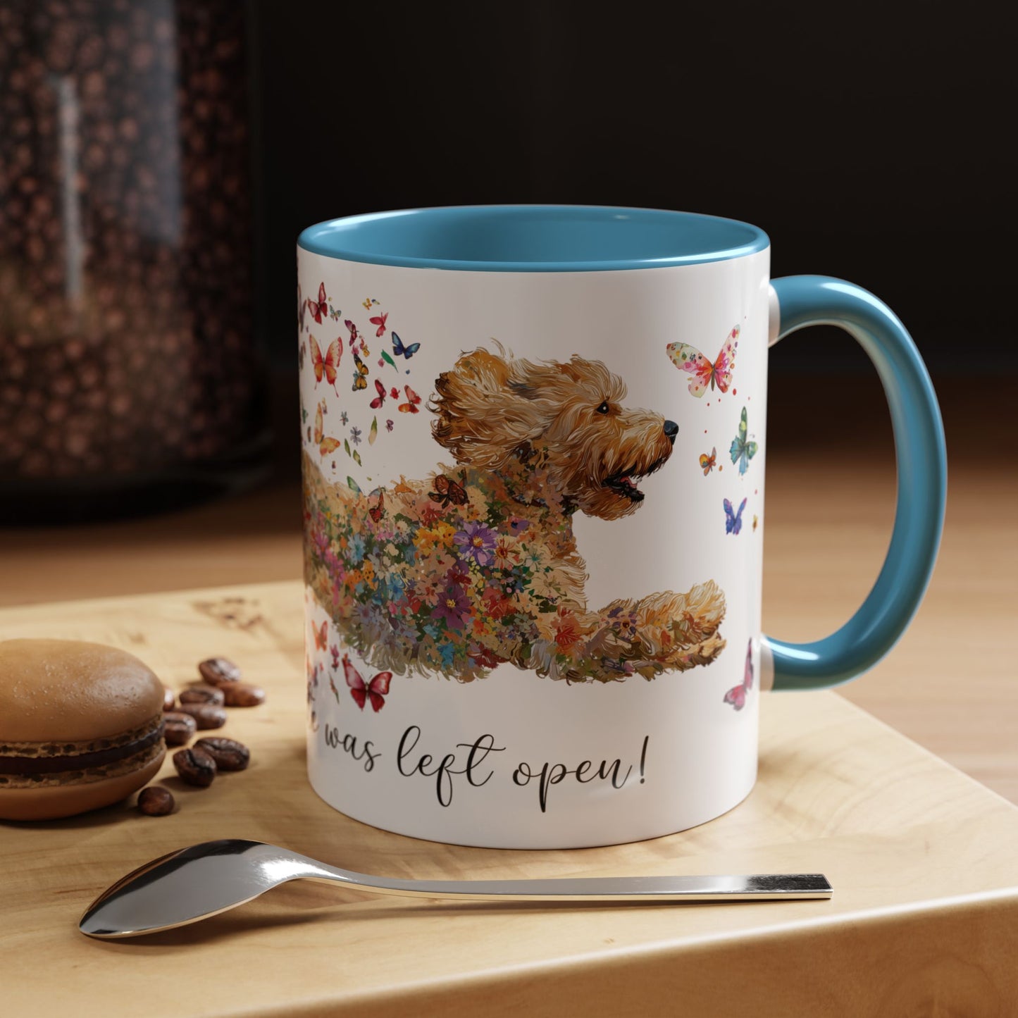 Golden Doodle/Groodle #3 "Live like the gate was left open" Accent Mugs, 11oz