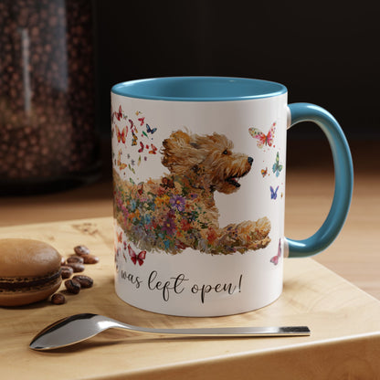 Golden Doodle/Groodle #3 "Live like the gate was left open" Accent Mugs, 11oz