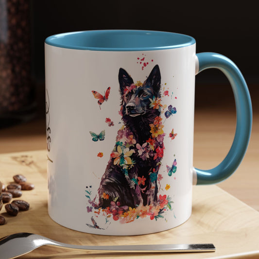 Black Shepherd Personalized Colorful Accent Mugs, 11oz