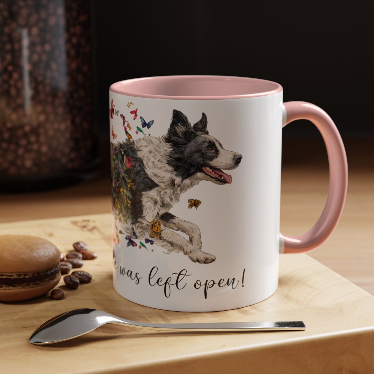 Border Collie #1 “Live like the gate was left open" Accent Mugs, 11oz