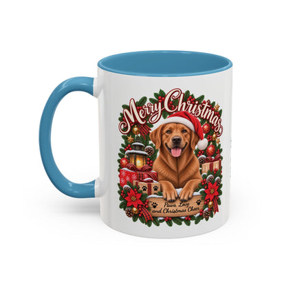 Labrador #4 Merry Christmas, personalised accent colour 11oz mug