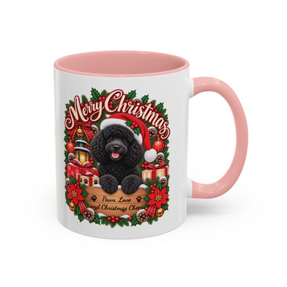 Poodle #2 Merry Christmas, personalised accent colour 11oz mug