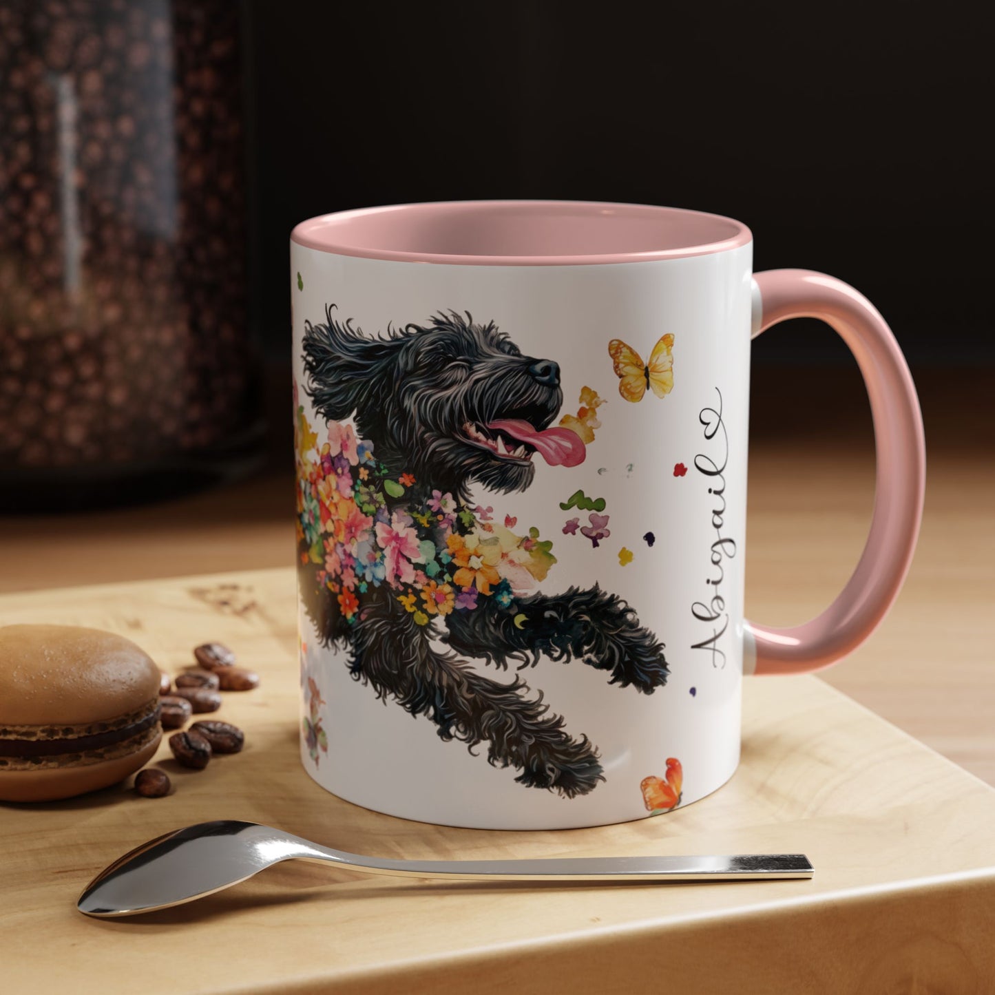 Portugese Water Dog Personalized Accent Mugs, 11oz