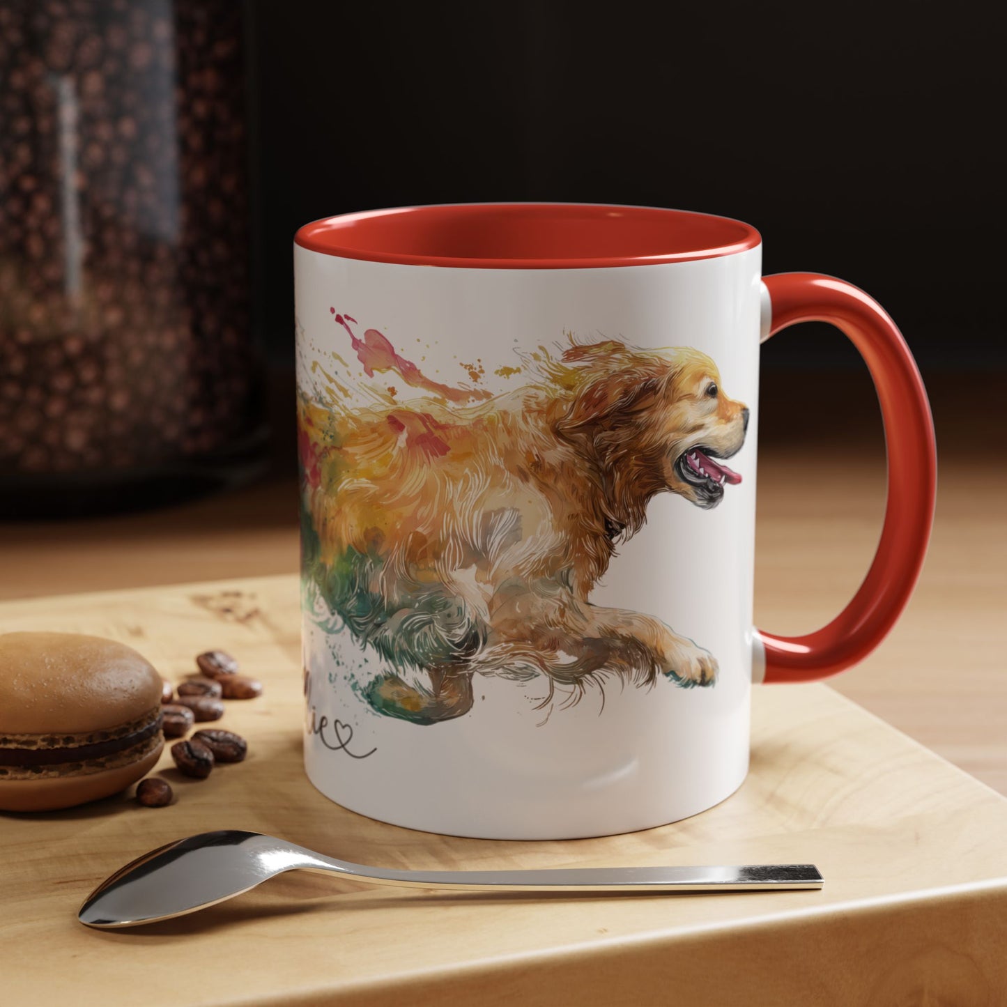 Golden Retriever Paint Colourful Personalised Accent Mugs, 11oz