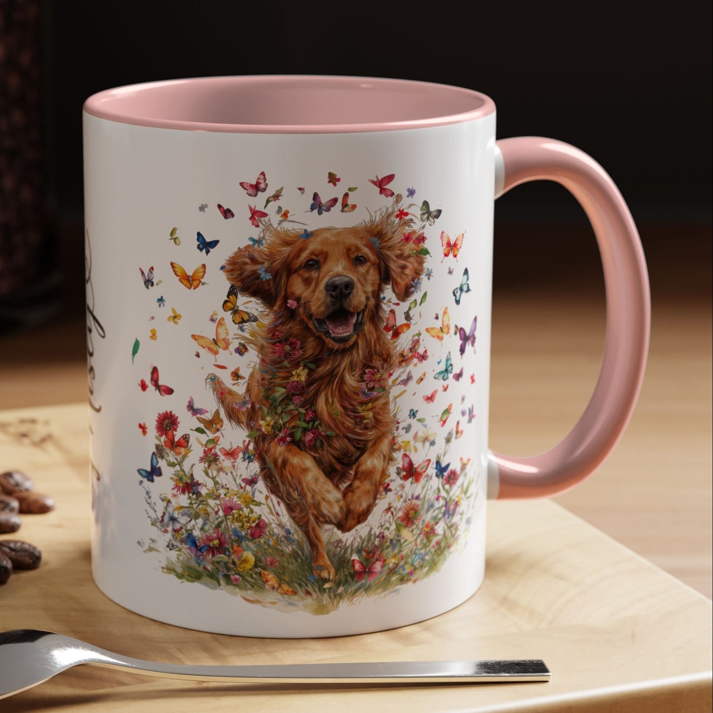 Red Golden Retriever Personalized Accent Mugs, 11oz