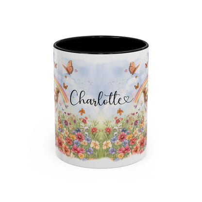 Border Collie, Red Merle Rainbow Personalized Accent Mugs, 11oz