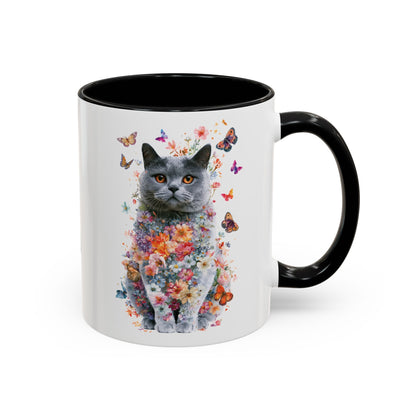 British Blue Cat #2 Personalized Accent Mugs, 11oz