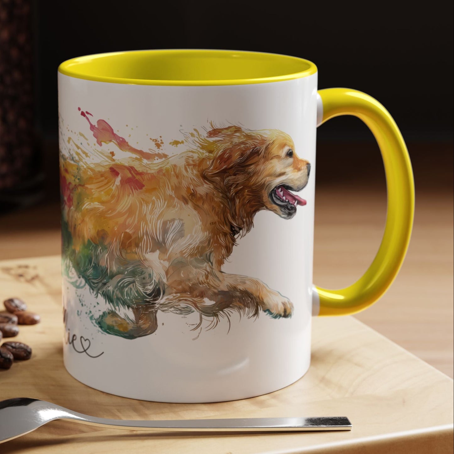 Golden Retriever Paint Colourful Personalised Accent Mugs, 11oz