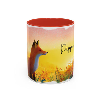 Fox Sunrise #1 Personalized Accent Mugs, 11oz