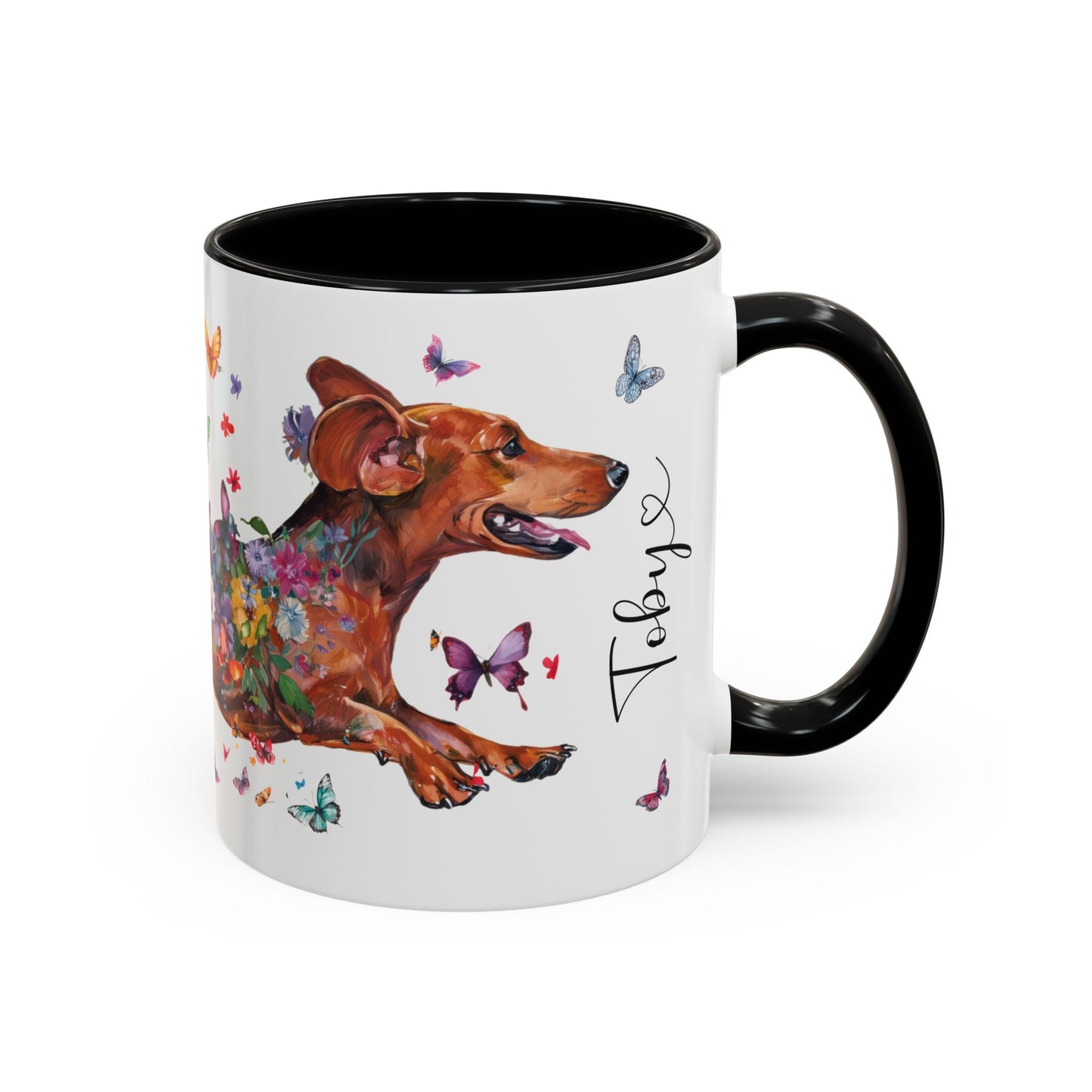 Dachshund #5 Personalized Accent Mugs, 11oz