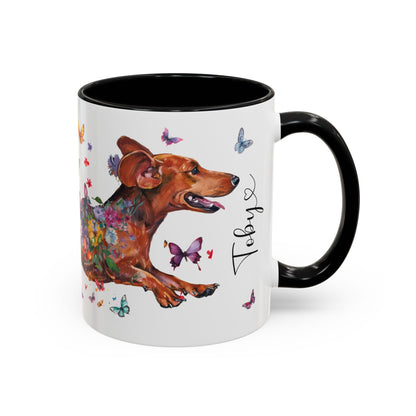 Dachshund #5 Personalized Accent Mugs, 11oz