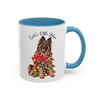 Belgian Tervuren, Santa's little helper, personalised accent colour 11oz mug