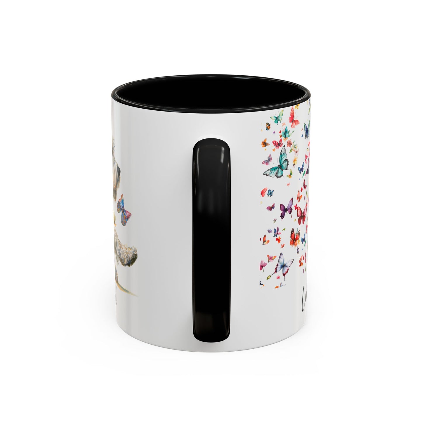 Schnauzer #2,  Live like the gate was left open, Colorful Accent Mugs, 11oz