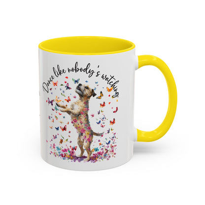 Border Terrier "Dance like nobody's watching" personalized colourful Mugs, 11oz